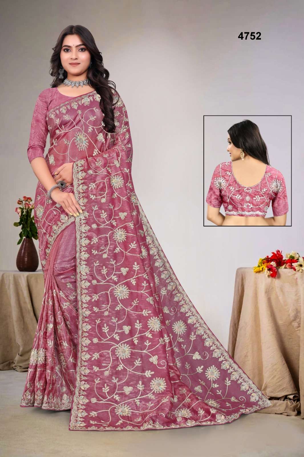 4752 COLOUR BY ASLIWHOLESALE DESIGNER PURE CRUSH EMBROIDERY SAREES-00103