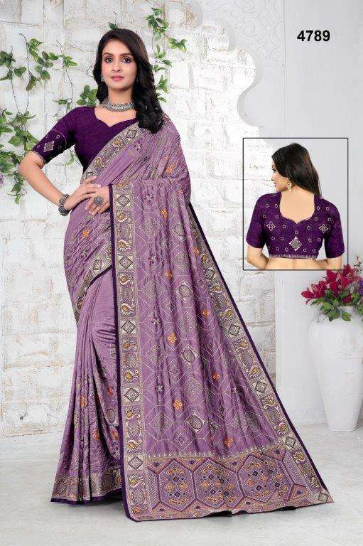 4789 COLOUR BY ASLIWHOLESALE DESIGNER PURE VICHITRA SILK EMBROIDERY SAREES-00103