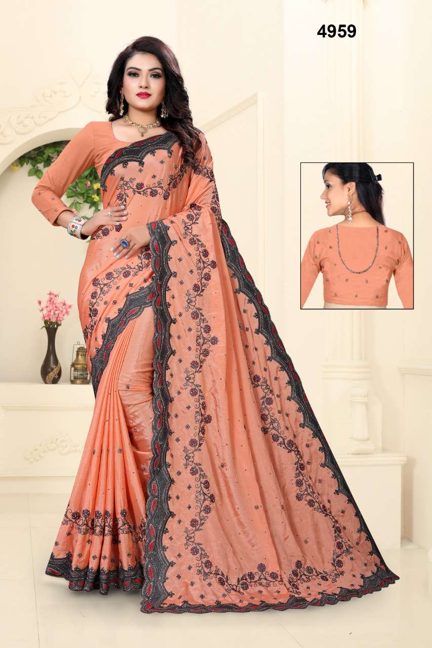 4959 COLOUR BY ASLIWHOLESALE DESIGNER PURE SOFT CHINON SAREES-00103