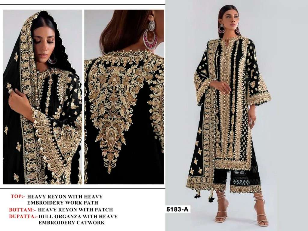5183 COLOUR BY ASLIWHOLESALE DESIGNER PURE RAYON COTTON EMBROIDERY PAKISTANI DRESSES-00062