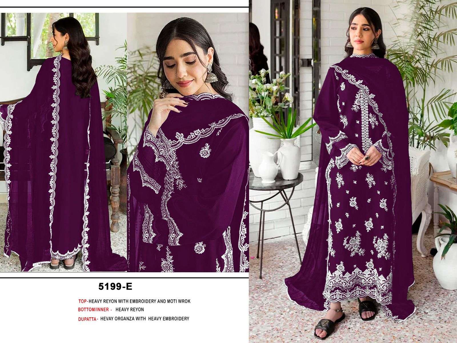 5199 COLOUR EFGH BY ASLIWHOLESALE DESIGNER PURE RAYON COTTON PAKISTANI DRESSES-00062