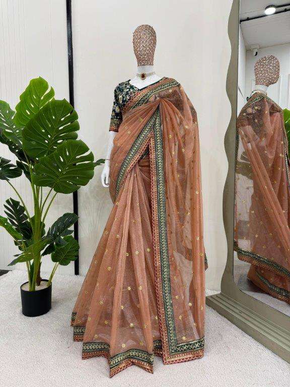 586 HIT COLOUR BY ASLIWHOLESALE DESIGNER PURE TWIL NET SAREES-00241