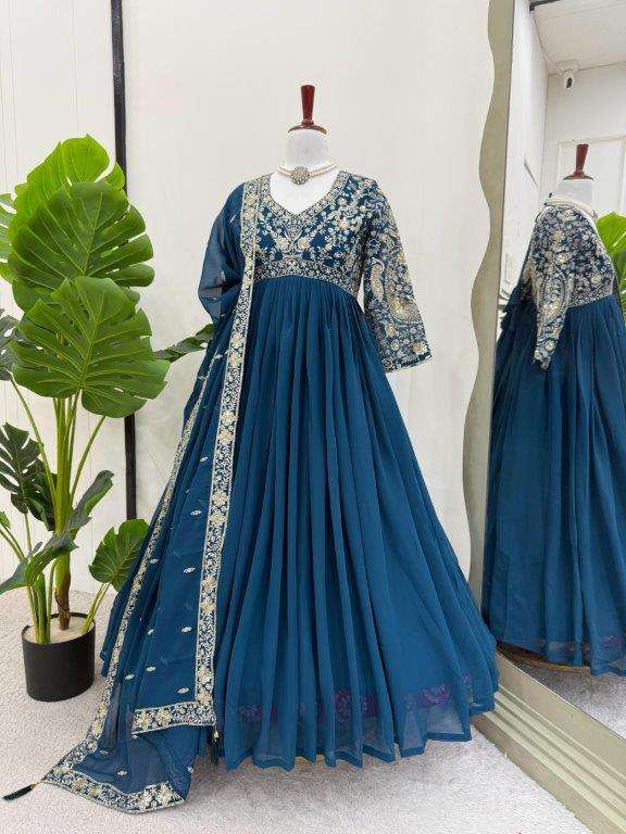 5862 HIT COLOUR BY ASLIWHOLESALE DESIGNER PURE FAUX GEORGETTE GOWNS-00242
