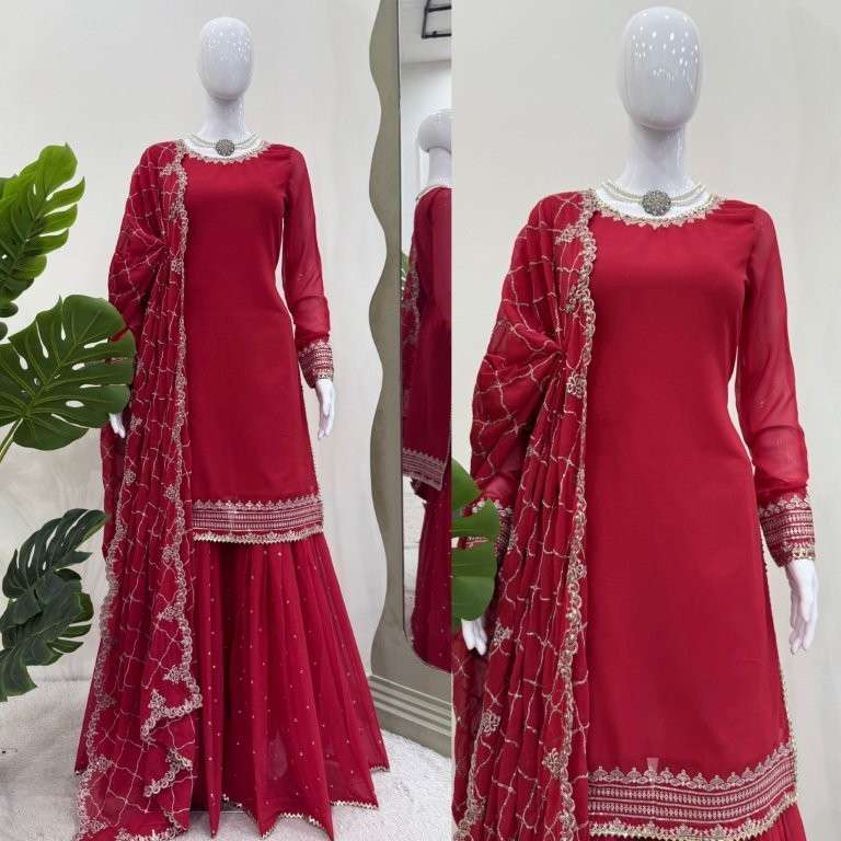 5867 HIT COLOUR BY ASLIWHOLESALE DESIGNER PURE FAUX GEORGETTE EMBROIDERY DRESSES-00242