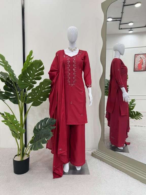 5868 HIT COLOUR BY ASLIWHOLESALE DESIGNER PURE CHIHNNON SILK EMBROIDERY DRESSES-00242