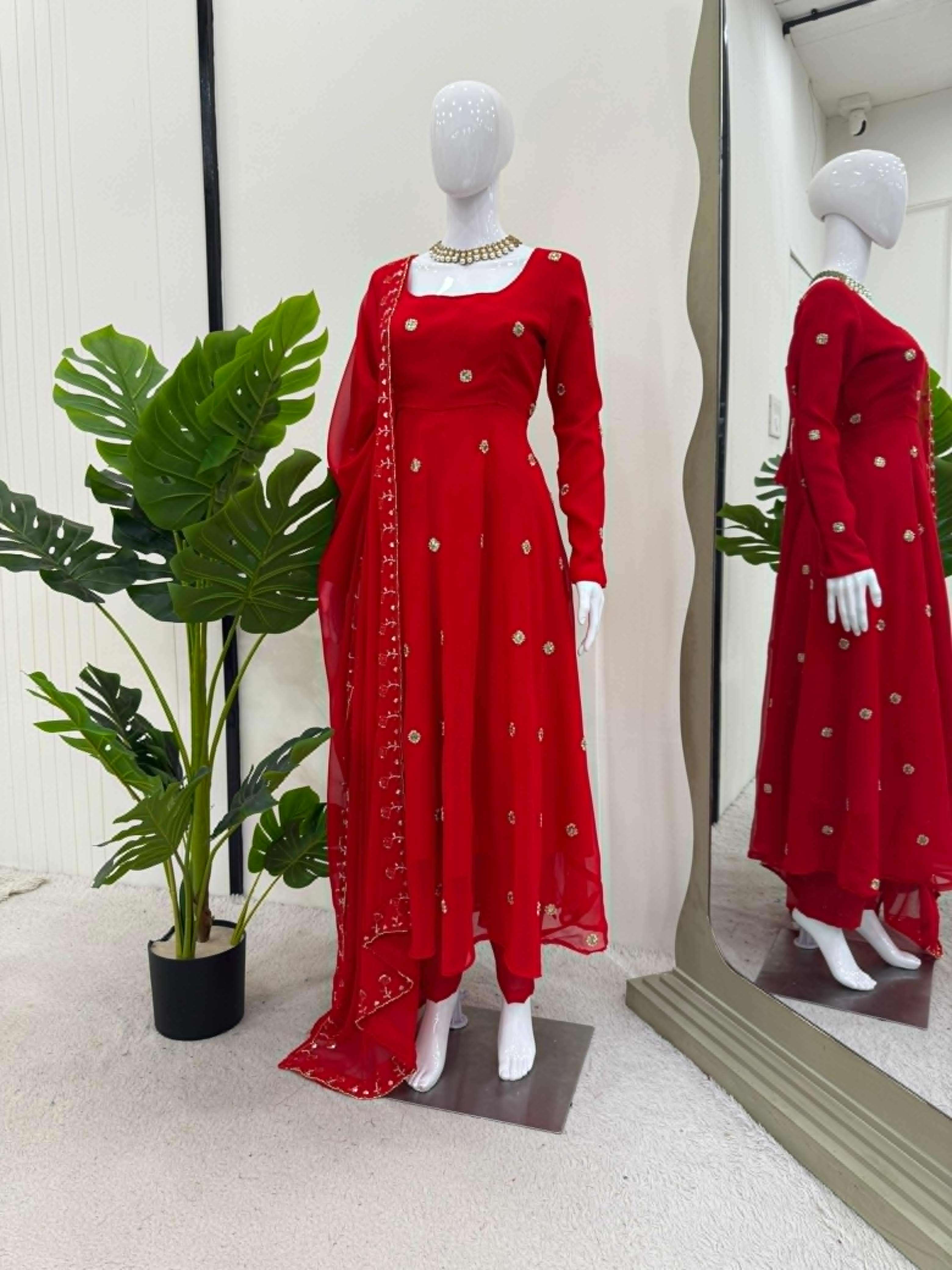 5872 HIT COLOUR BY ASLIWHOLESALE DESIGNER PURE FAUX GEORGETTE DRESSES-00242