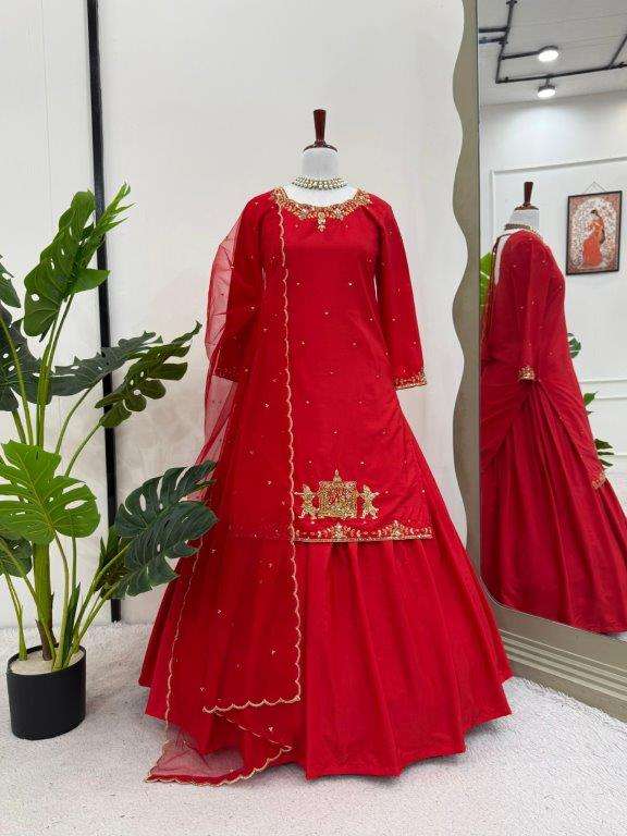 5874 HIT COLOUR BY ASLIWHOLESALE DESIGNER PURE NATURAL CREPE SILK LEHENGAS-00242