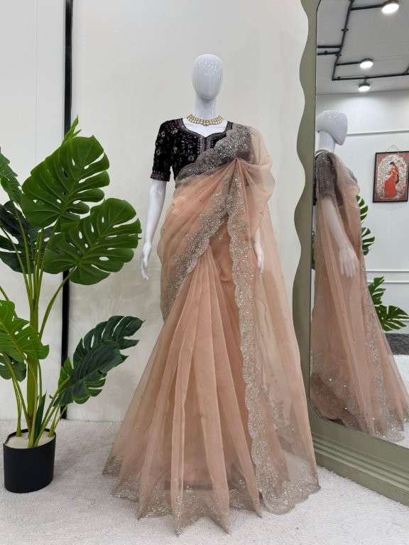 588 HIT COLOUR BY ASLIWHOLESALE DESIGNER PURE ORGANZA SILK EMBROIDERY SAREES-00241