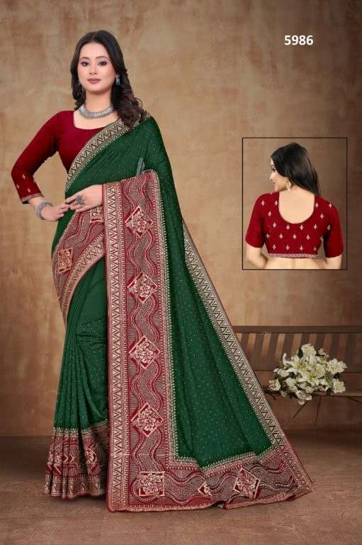 5986 COLOUR BY ASLIWHOLESALE DESIGNER PURE VICHITRA SILK EMBROIDERY SAREES-00103