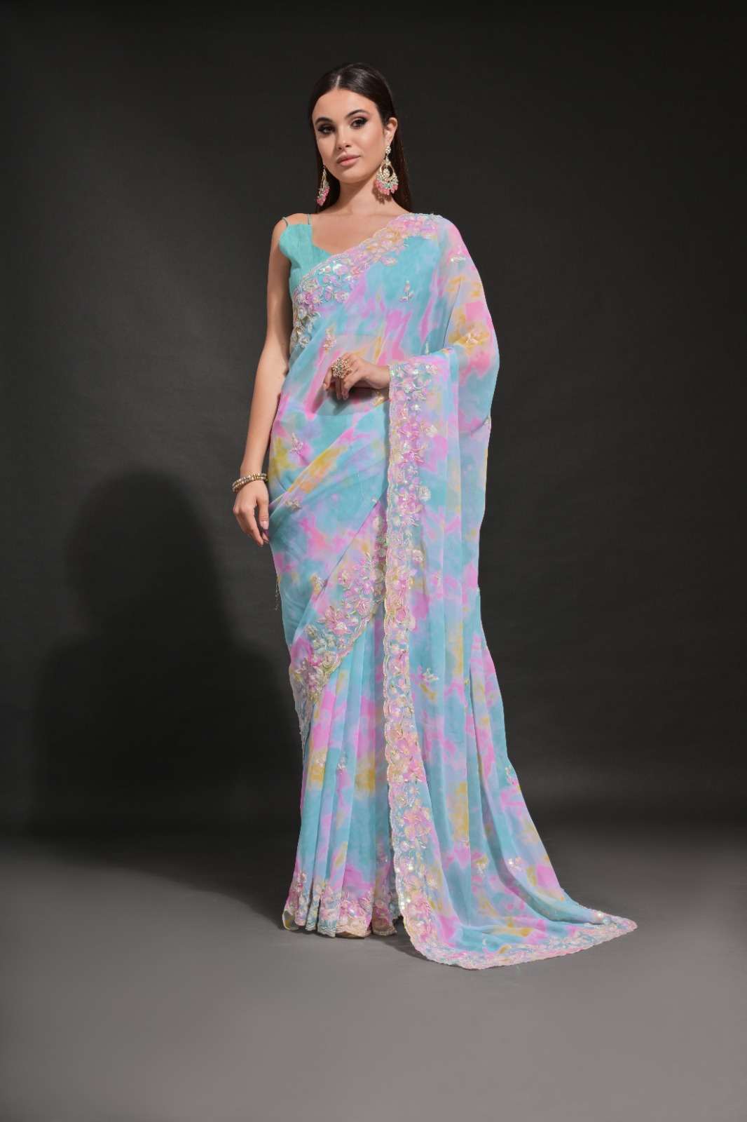 641 COLOUR BY ASLIWHOLESALE DESIGNER PURE CHIFFON GEORGETTE SAREES-00285