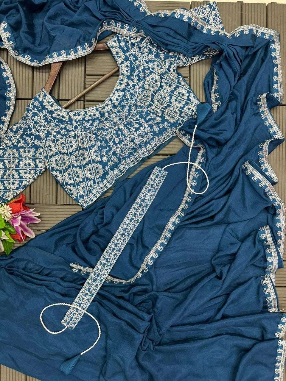 642 COLOUR BY ASLIWHOLESALE DESIGNER PURE CHINON SILK SAREES-00285