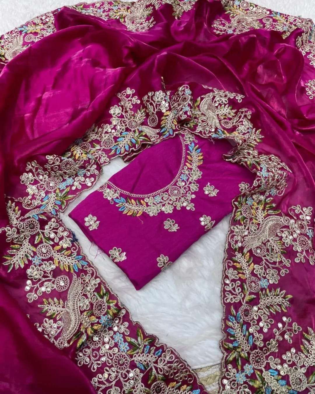 665 COLOUR BY ASLIWHOLESALE DESIGNER PURE JIMMY CHOO SILK EMBROIDERY SAREES-00285