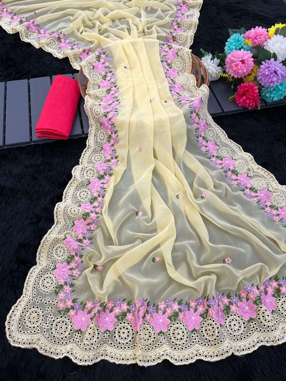 668 COLOUR BY ASLIWHOLESALE DESIGNER PURE SOFT GEORGETTE SAREES-00285