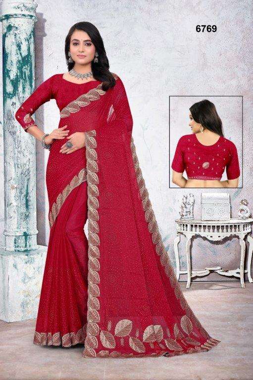 6769 COLOUR BY ASLIWHOLESALE DESIGNER PURE FANCY EMBROIDERY SAREES-00103