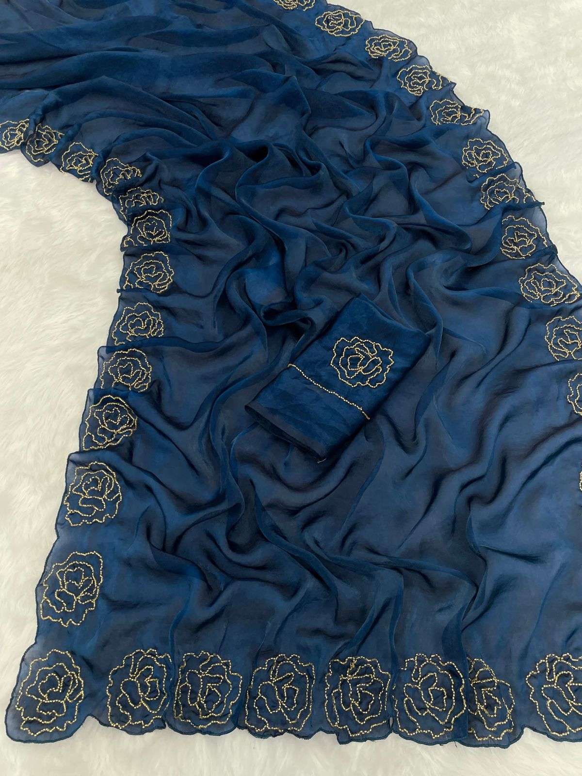 699 COLOUR BY ASLIWHOLESALE DESIGNER PURE SATIN EMBROIDERY SAREES-00285