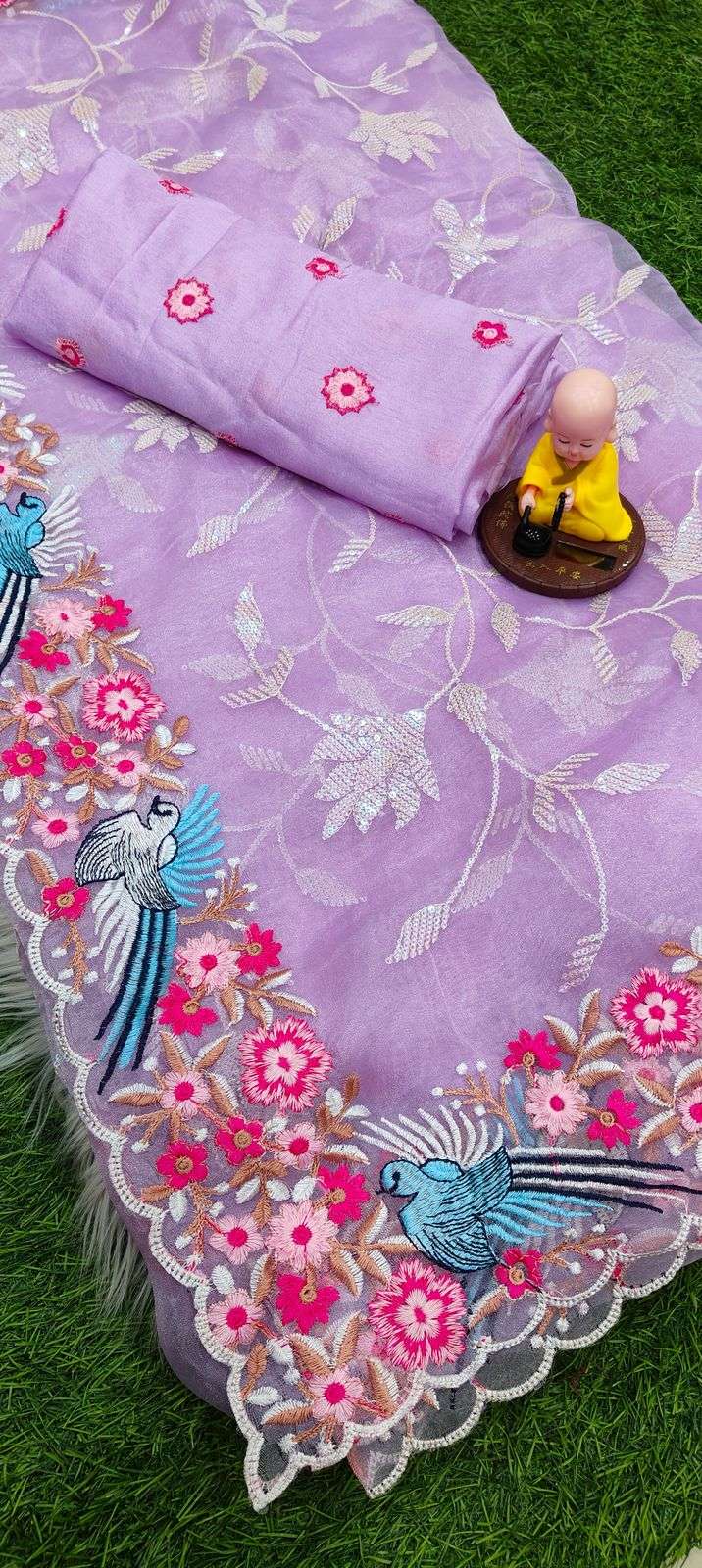 705 COLOUR BY ASLIWHOLESALE DESIGNER PURE SOFT ORGANZA SILK EMBROIDERY SAREES-00285