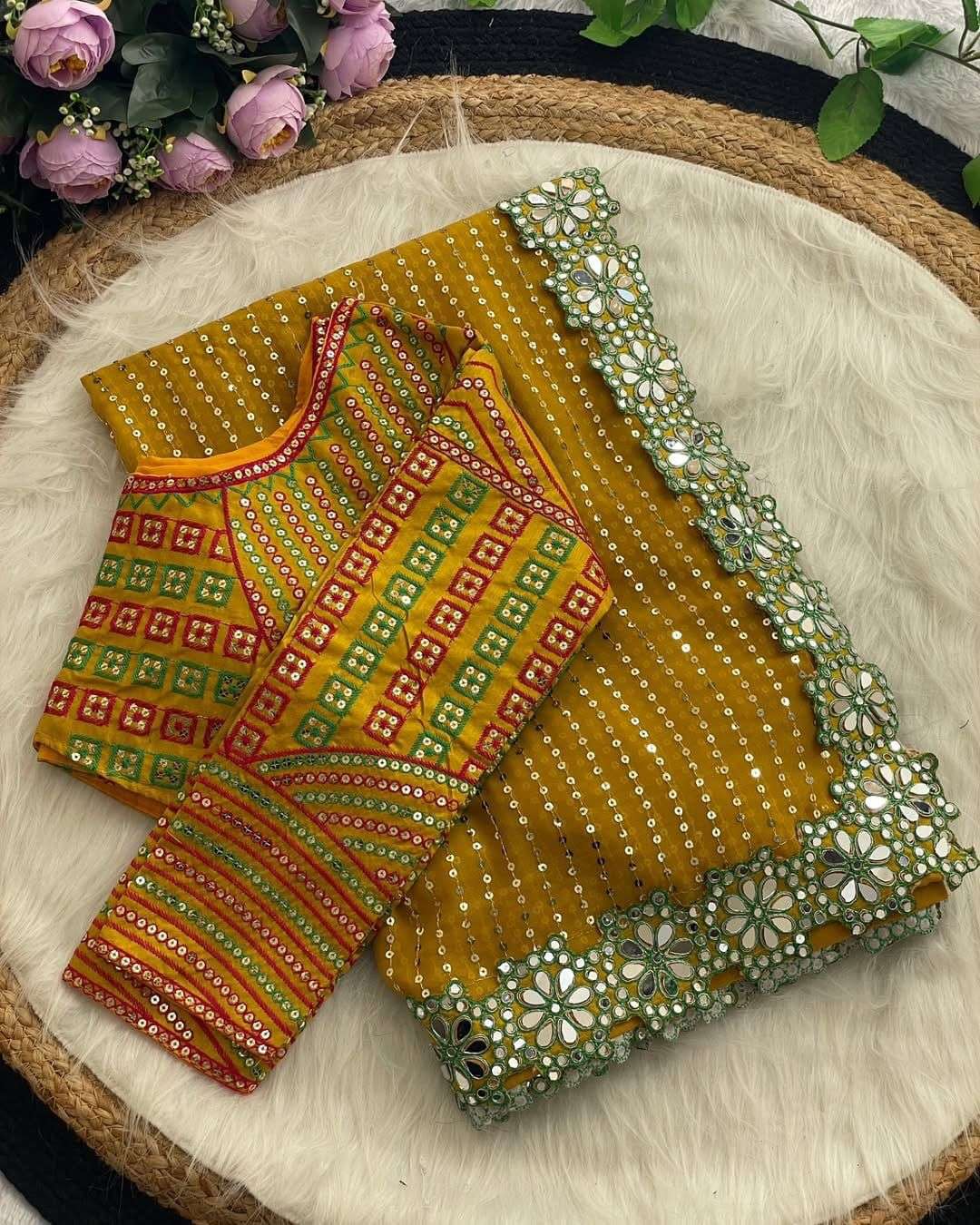 711 COLOUR BY ASLIWHOLESALE DESIGNER PURE GEORGETTE EMBROIDERY SAREES-00285