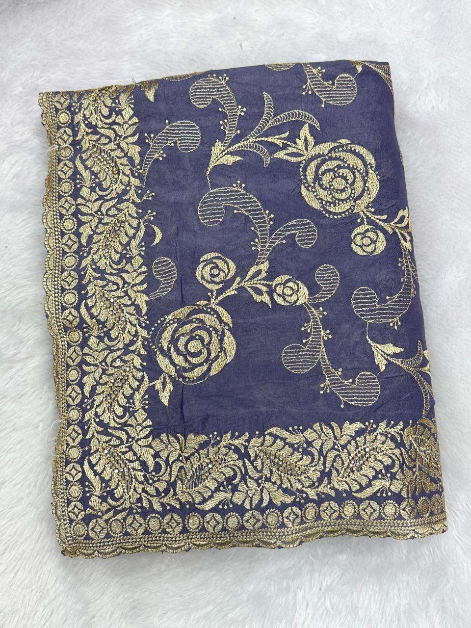 7236 COLOUR BY ASLIWHOLESALE DESIGNER PURE FANCY EMBROIDERY SAREES-00103