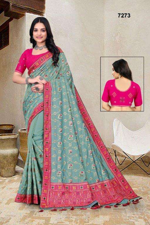 7273 COLOUR BY ASLIWHOLESALE DESIGNER PURE KANCHIPURAM SILK SAREES-00103