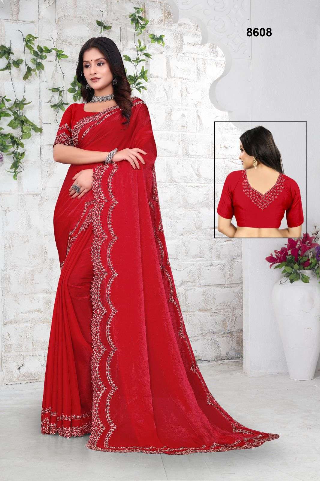 8608 COLOUR BY ASLIWHOLESALE DESIGNER PURE FANCY EMBROIDERY SAREES-00103