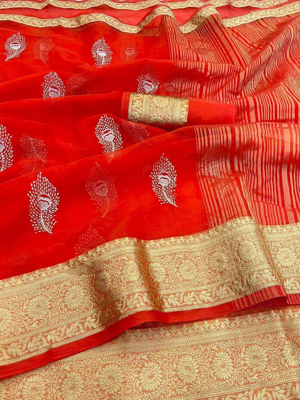 892 HIT DESIGN BY ASLIWHOLESALE DESIGNER PURE ORGANZA SAREES-00284
