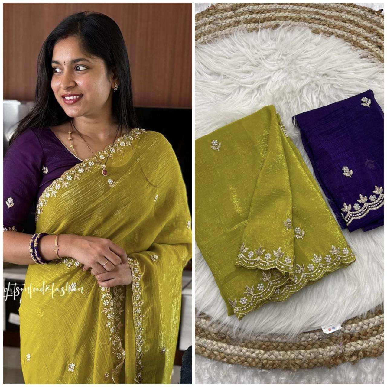 897 HIT DESIGN BY ASLIWHOLESALE DESIGNER PURE CHIFFON EMBROIDERY SAREES-00284