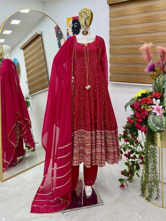 9020 COLOUR BY ASLIWHOLESALE DESIGNER PURE FAUX GEORGETTE EMBROIDERY DRESSES-00267