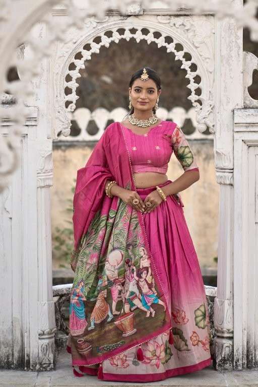 9020 COLOUR BY ASLIWHOLESALE DESIGNER PURE SILK PRINTED LEHENGA-00135
