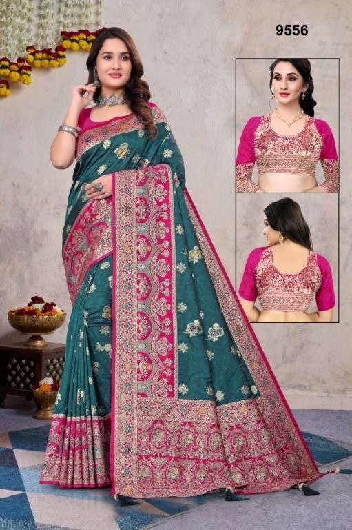 9556 COLOUR BY ASLIWHOLESALE DESIGNER PURE BANARSI SILK PRINTED SAREES-00103