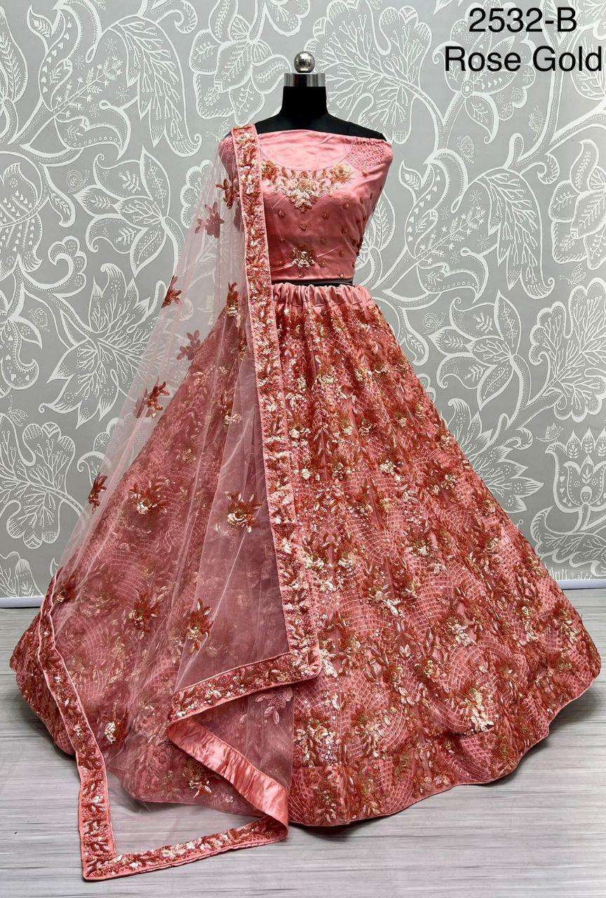 A-2532 COLOUR BY ASLIWHOLESALE DESIGNER BRIDAL NET HEAVY LEHENGAS-00130