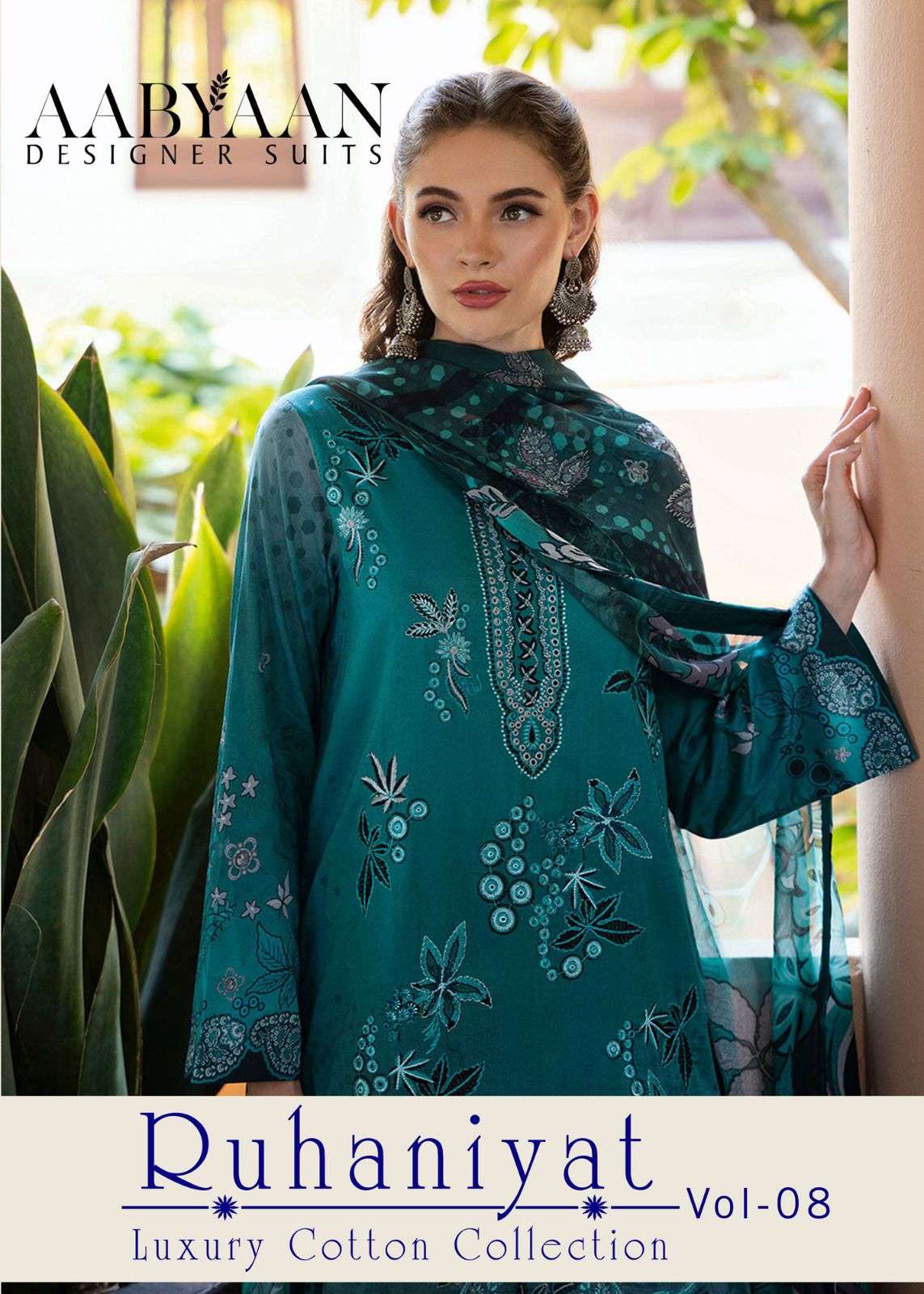 AABYAAN DESIGNER RUHANIYAT VOL-8 801 TO 806 SERIES PURE COTTON PRINTED PAKISTANI DRESSES-00062