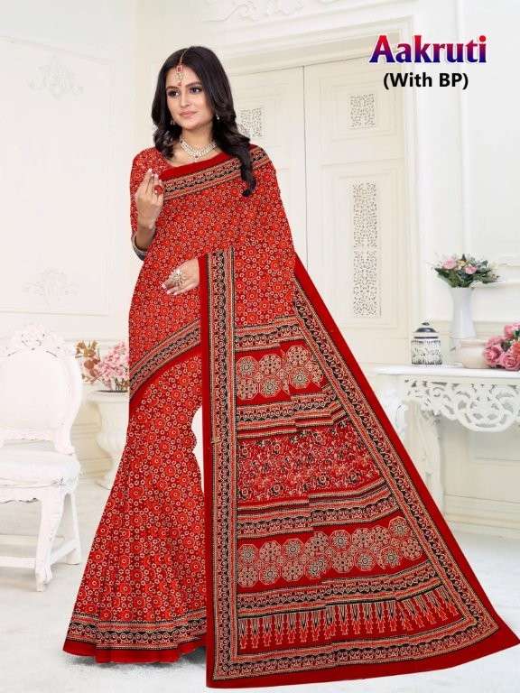 AAKRUTI BY ASLIWHOLESALE DESIGNER PURE COTTON PRINTED SAREES-00015
