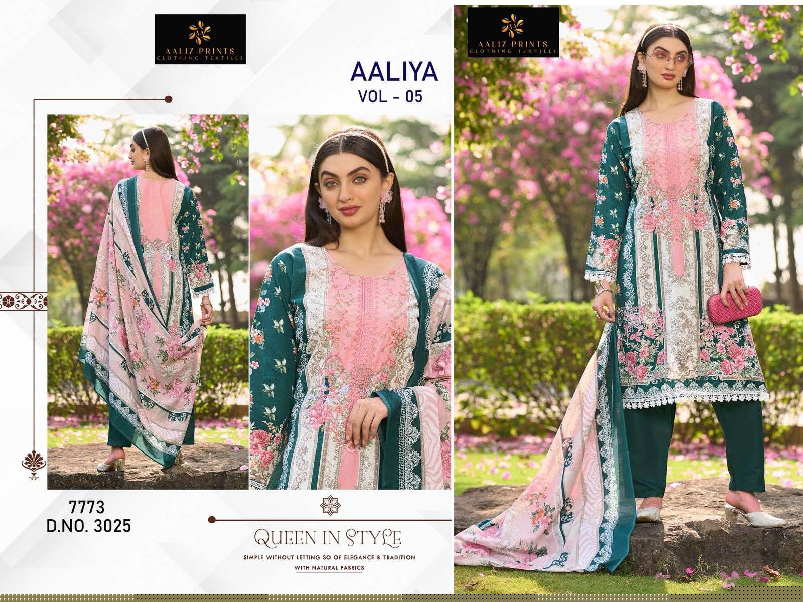 AALIZ PRINTS AALIYA VOL-5 DESIGNER PURE COTTON EMBROIDERY PAKISTANI DRESSES-00062