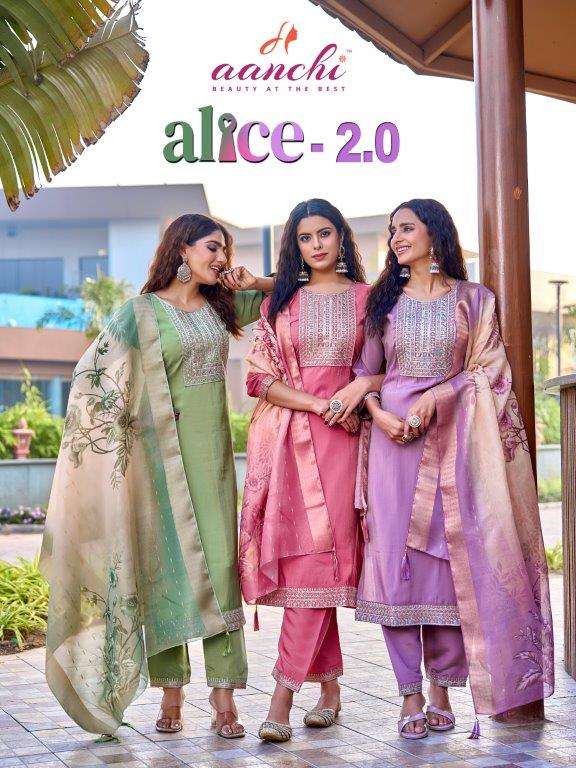 AANCHI ALICE-2.0 PURE ROMAN SHIMMER EMBROIDERY DRESSES-00286