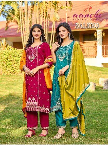 AANCHI BALENO PURE VICHITRA SILK EMBROIDERY DRESSES-00286