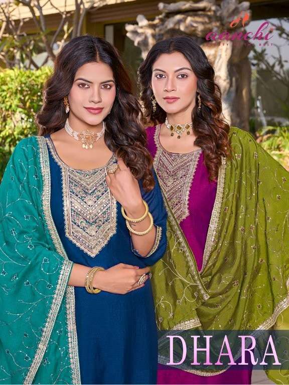 AANCHI DHARA PURE VICHITRA SILK EMBROIDERY DRESSES-00286
