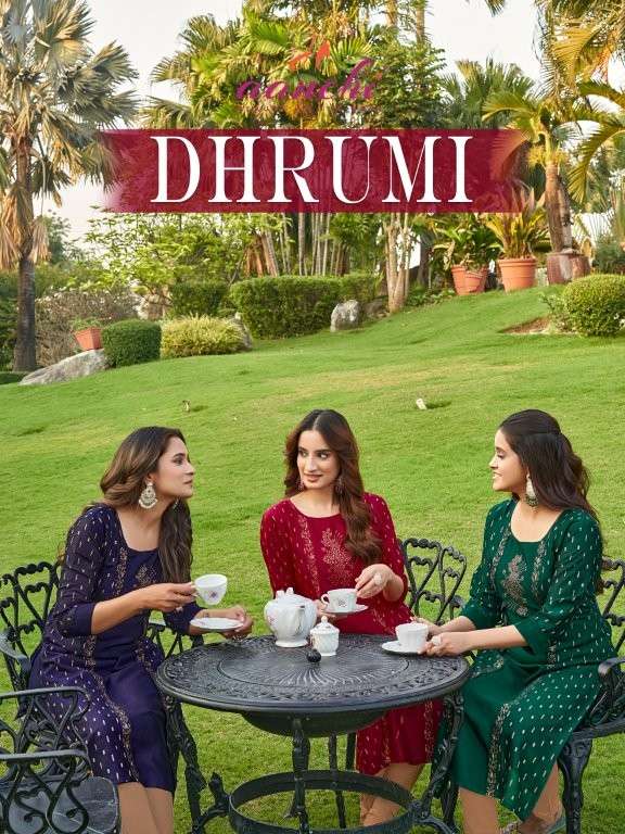 AANCHI DHRUMI PURE VICHITRA SILK EMBROIDERY KURTIS-00286