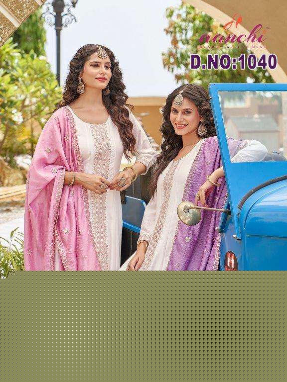 AANCHI DN-1040 PURE VICHIRA SILK EMBROIDERY DRESSES-00286