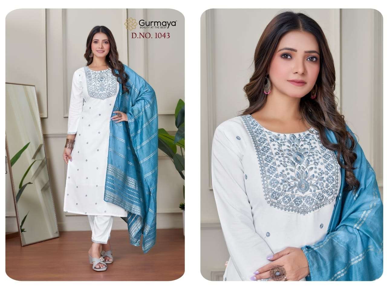 AANCHI DN-1043 PURE RAYON FANCY EMBROIDERY DRESSES-00286