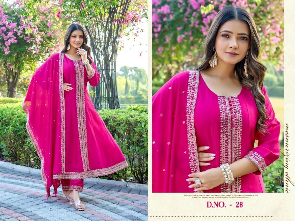 AANCHI DN-28 PURE VICHITRA SILK EMBROIDERY DRESSES-00286