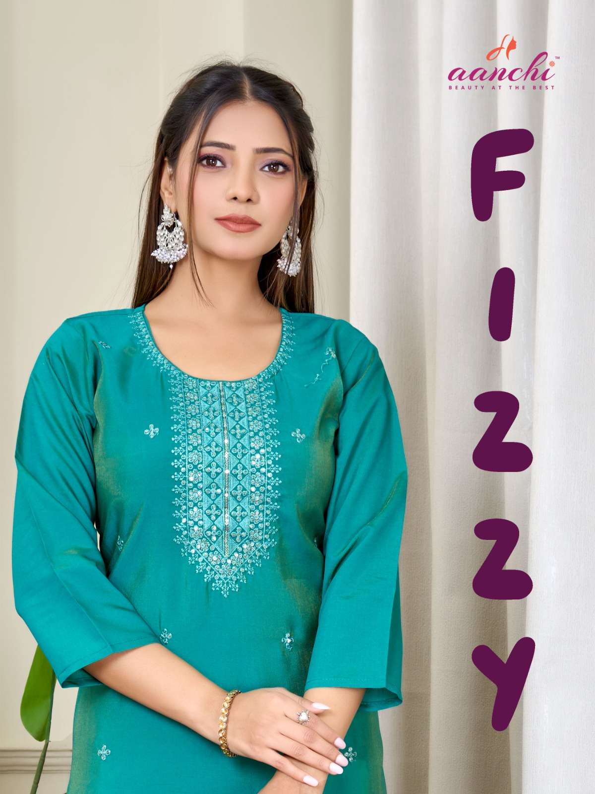 AANCHI FIZZY 1001 TO 1003 SERIES PURE ROMAN SHIMMER KURTIS-00286