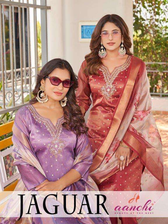 AANCHI JAGUAR PURE SHIMMER JACQUARD EMBROIDERY DRESSES-00286