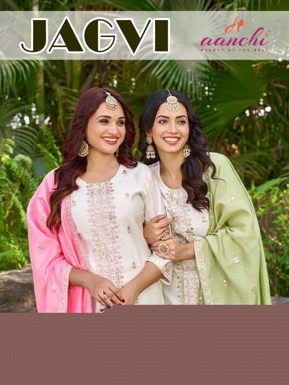 AANCHI JAGVI PURE ROMAN SILK EMBROIDERY DRESSES-00286