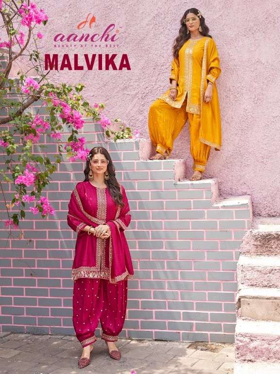 AANCHI MALVIKA PURE VICHITRA SILK EMBROIDERY DRESSES-00286