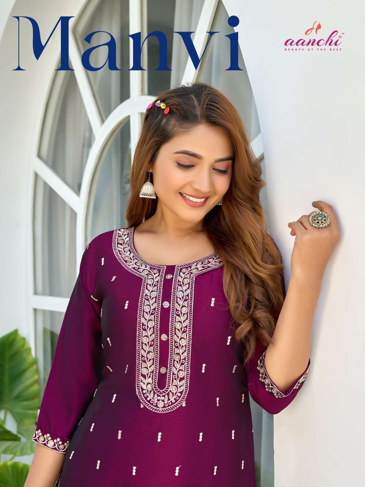 AANCHI MANVI 01 TO 07 SERIES PURE RANGEELA SILK EMBROIDERY KURTIS-00286