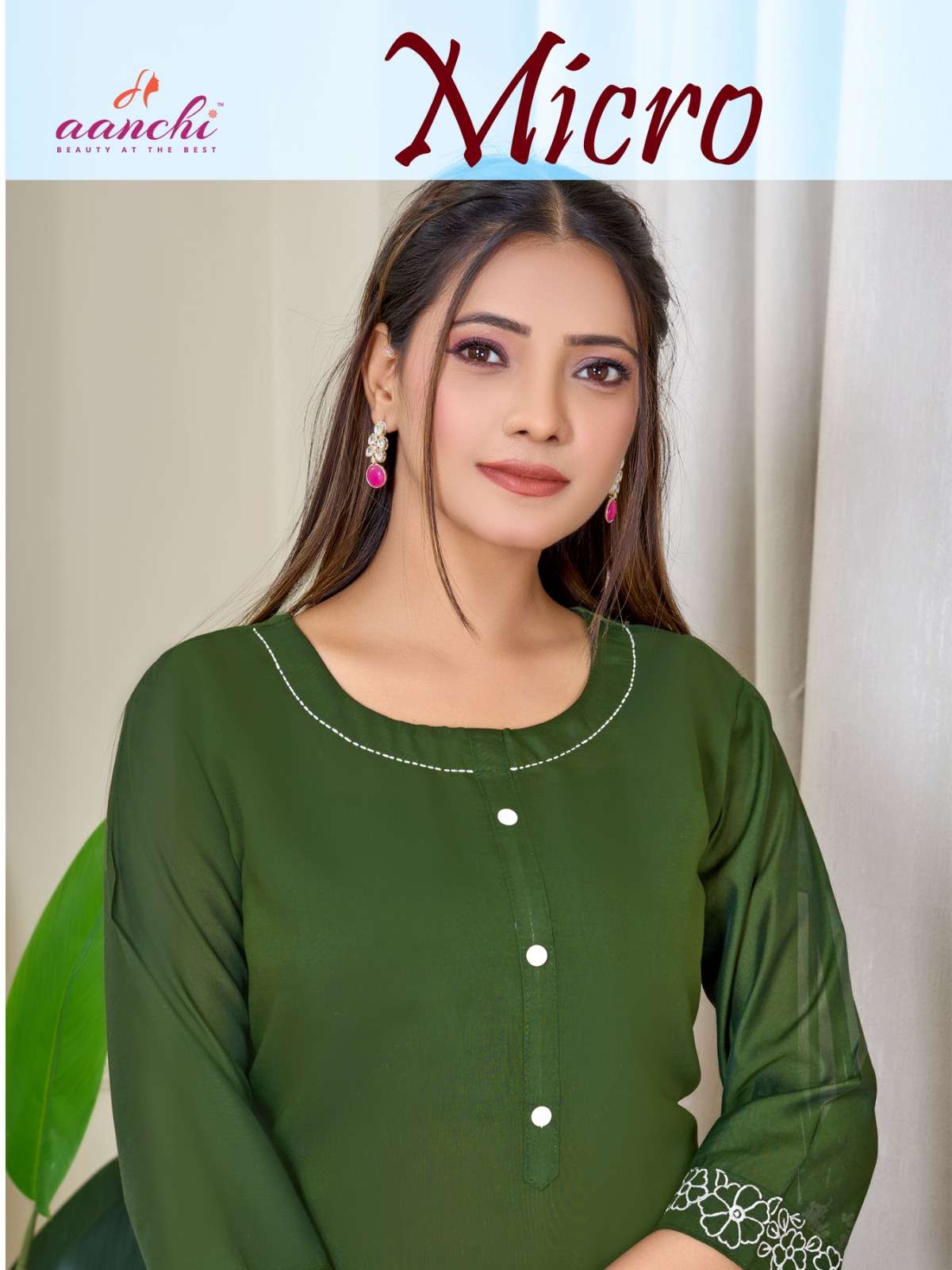 AANCHI MICRO 1001 TO 1005 SERIES PURE ROMAN SILK EMBROIDERY KURTIS-00286