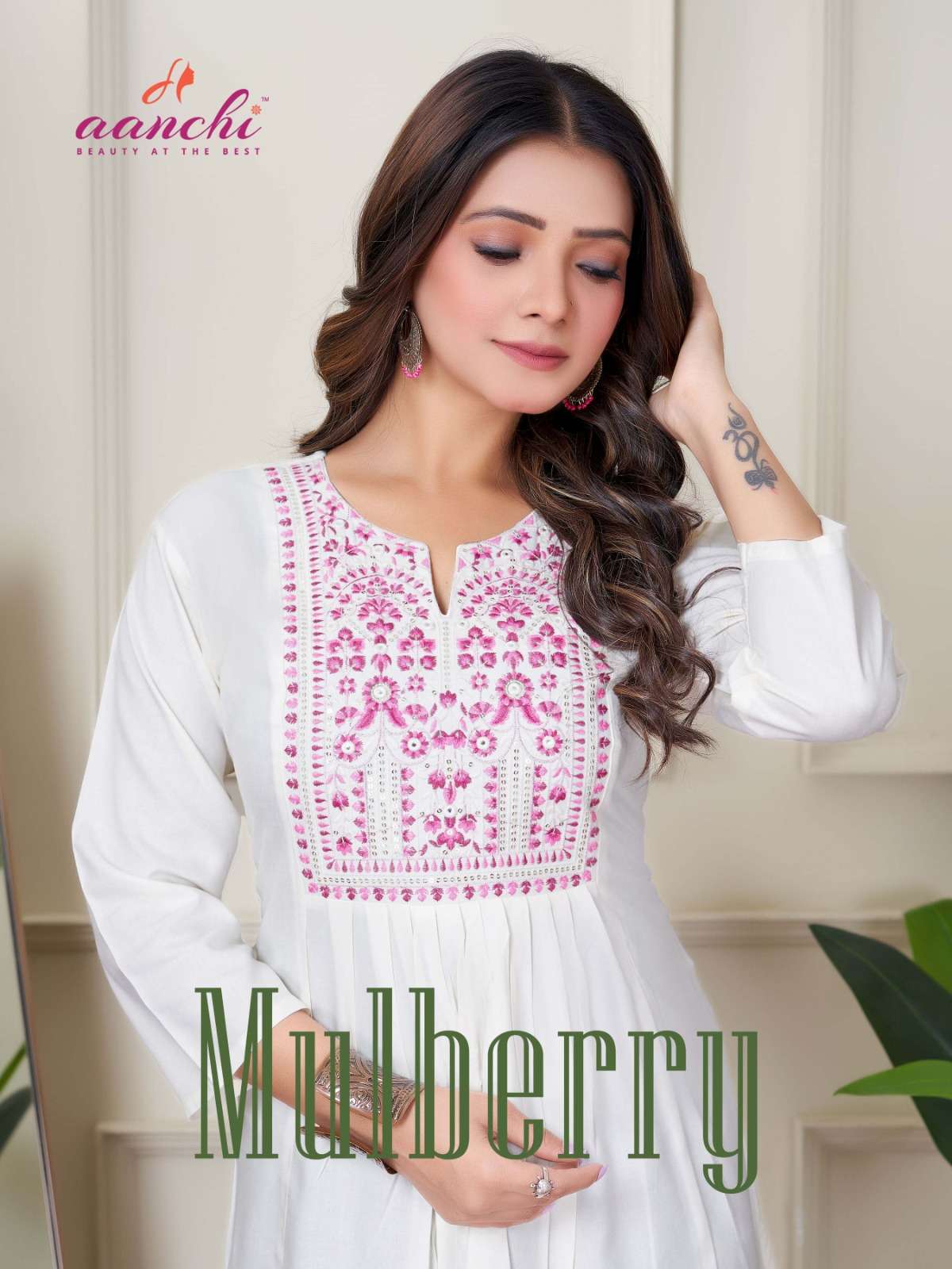 AANCHI MULBERRY PURE RAYON EMBROIDERY KURTIS-00286