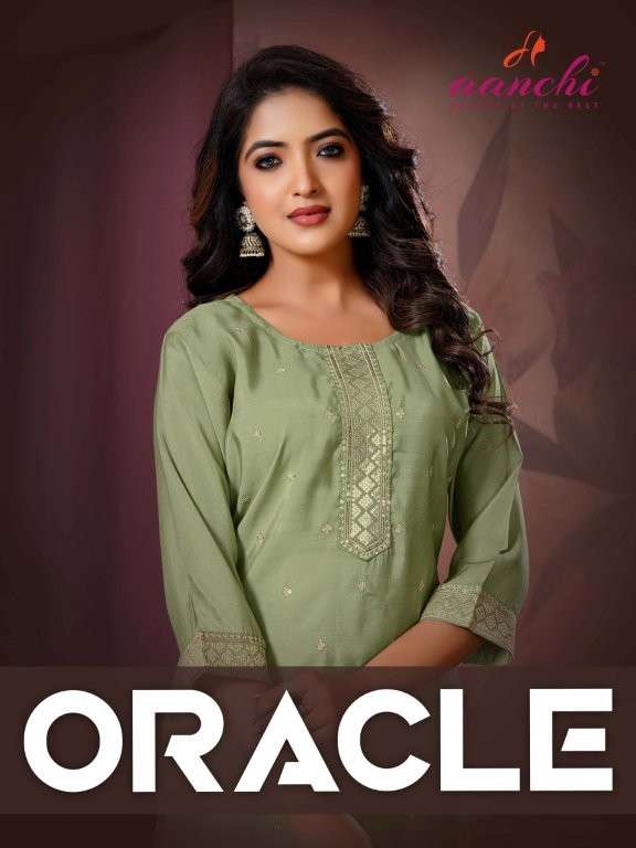 AANCHI ORACLE 71001 TO 71005 SERIES PURE ROMAN SHIMMER KURTIS-00286