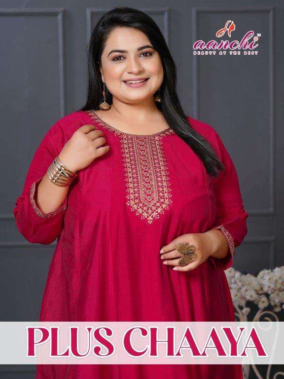 AANCHI PLUS CHAAYA 100161 TO 100165 SERIES PURE SILK EMBROIDERY KURTIS-00286