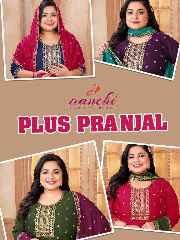 AANCHI PLUS PRANJAL 100050 TO 100053 SERIES PURE VICHITRA SILK DRESSES-00286